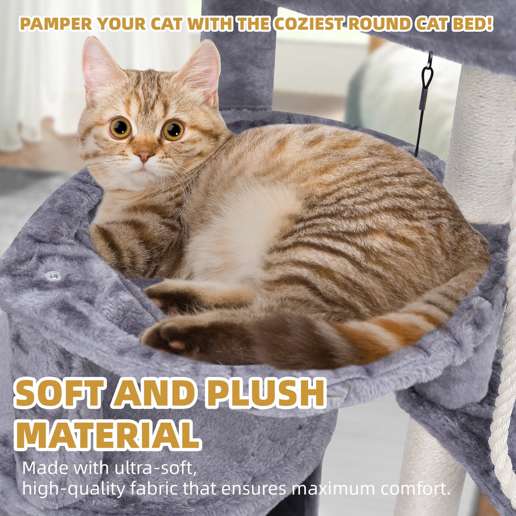 Ultimate 37.4'' Cat Tree Tower - Cozy Activity Centre with Scratching Posts, Two Hammocks, and Cat Condo in Stylish Grey