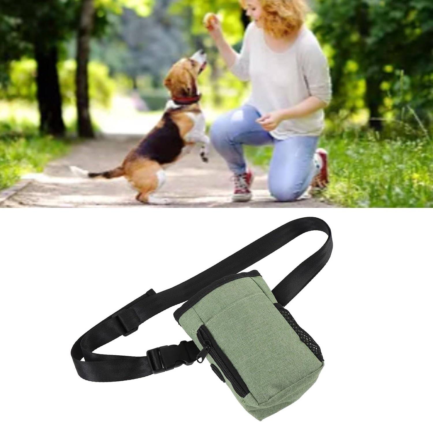 Portable Dog Treat Pouch with Waist Belt Clip, Oxford Cloth Training Bag for Dog Walks and Behavior Aids