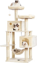 Deluxe Large Multi-Level Cat Tree Condo with Plush Condos and Hammock - Perfect for All Breeds!
