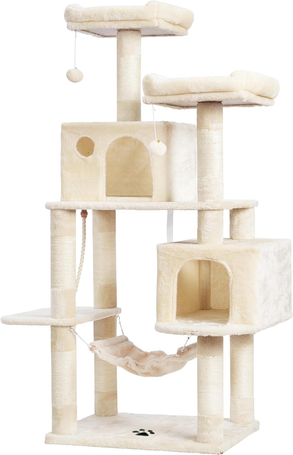Deluxe Large Multi-Level Cat Tree Condo with Plush Condos and Hammock - Perfect for All Breeds!