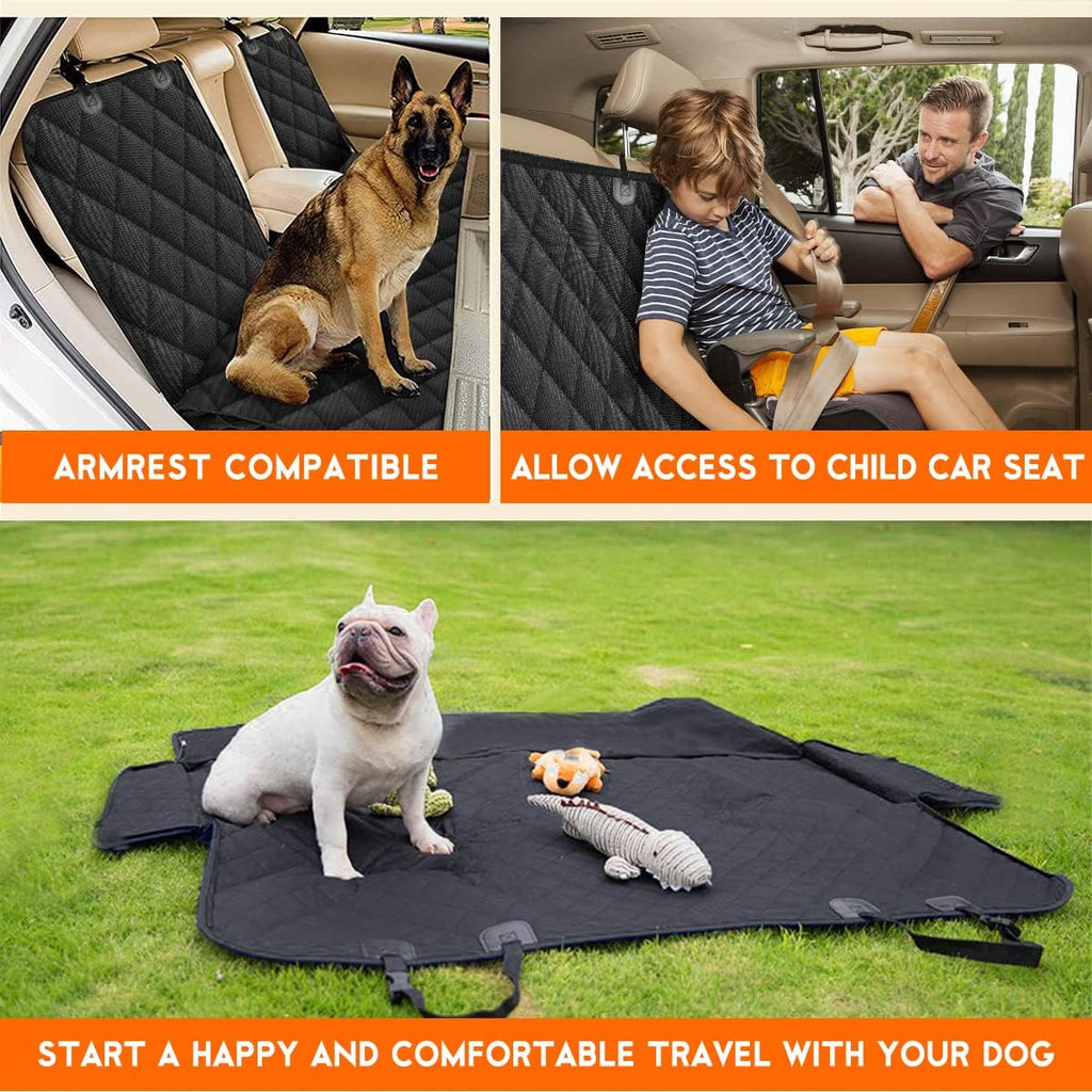 Ultimate Dog Car Seat Cover - Waterproof Rear Seat Protector for Pets & Kids - Fits Most Cars, SUVs & Trucks (53" Width) - Black
