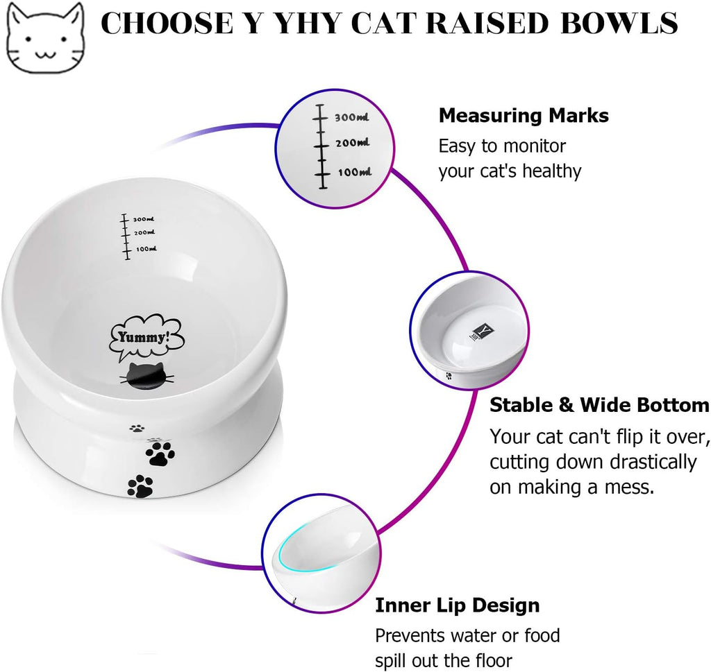 Elevate Your Cat's Dining Experience with Our Tilted Ceramic Food and Water Bowl - 15oz, No Spill Design, Perfect for Small Breeds