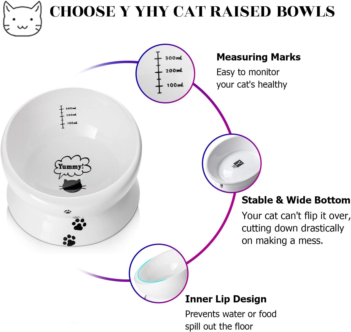 Elevate Your Cat's Dining Experience with Our Tilted Ceramic Food and Water Bowl - 15oz, No Spill Design, Perfect for Small Breeds