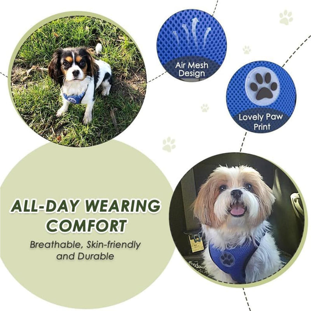 Ultimate Dog Car Harness Seat Belt - Adjustable Mesh Vest with Elastic Bungee Tether for Safe and Comfortable Travel (Blue, Medium)