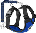 Ultimate Dog Car Harness Seat Belt - Adjustable Mesh Vest with Elastic Bungee Tether for Safe and Comfortable Travel (Blue, Medium)