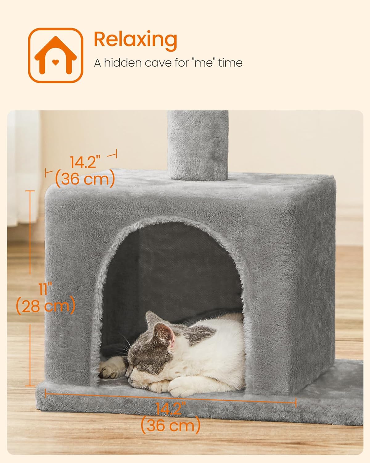 Deluxe Cat Tree Tower - 33.1-Inch Plush Condo for Large Cats with Spacious Perch, Cozy Caves, and Durable Scratching Posts in Light Gray
