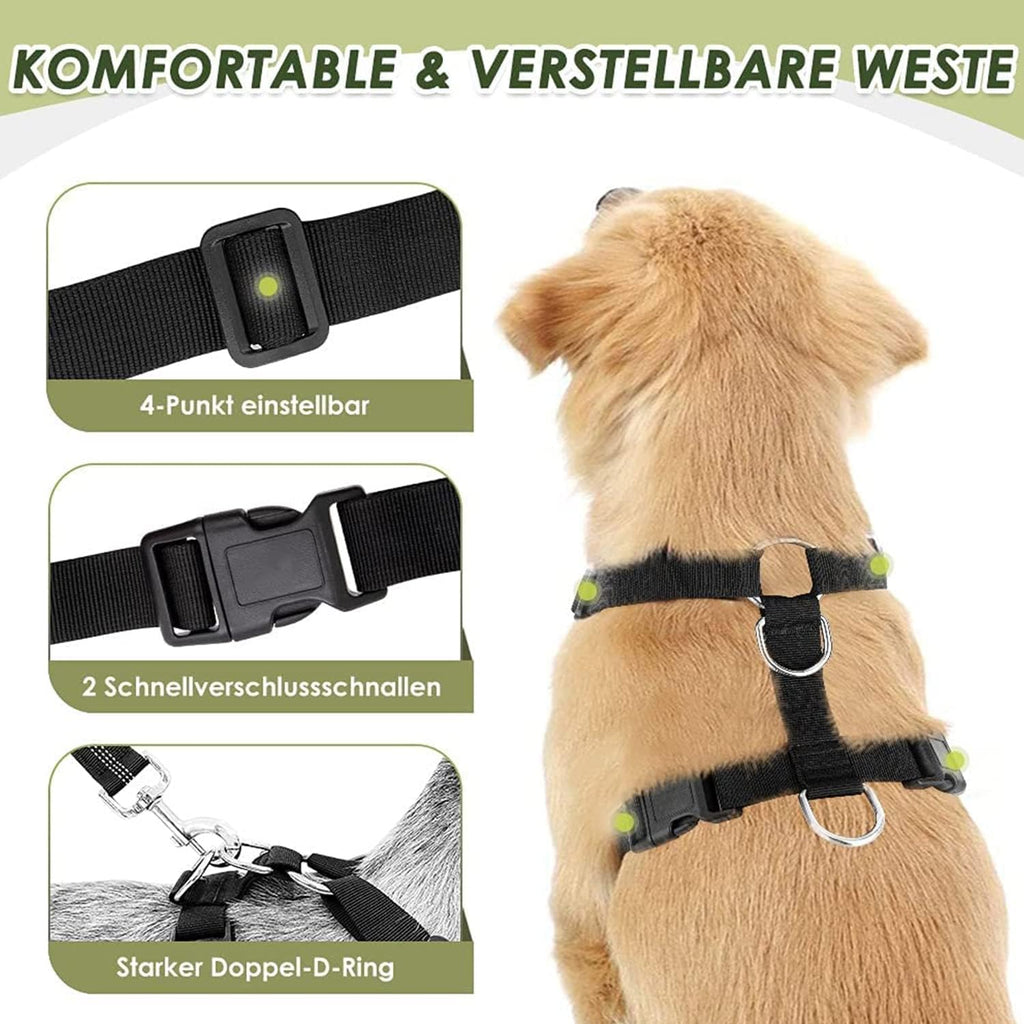 Ultimate Dog Car Harness Seat Belt - Adjustable Mesh Vest with Elastic Bungee Tether for Safe and Comfortable Travel (Blue, Medium)