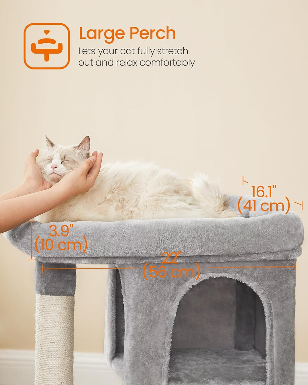 Deluxe Cat Tree Tower - 33.1-Inch Plush Condo for Large Cats with Spacious Perch, Cozy Caves, and Durable Scratching Posts in Light Gray