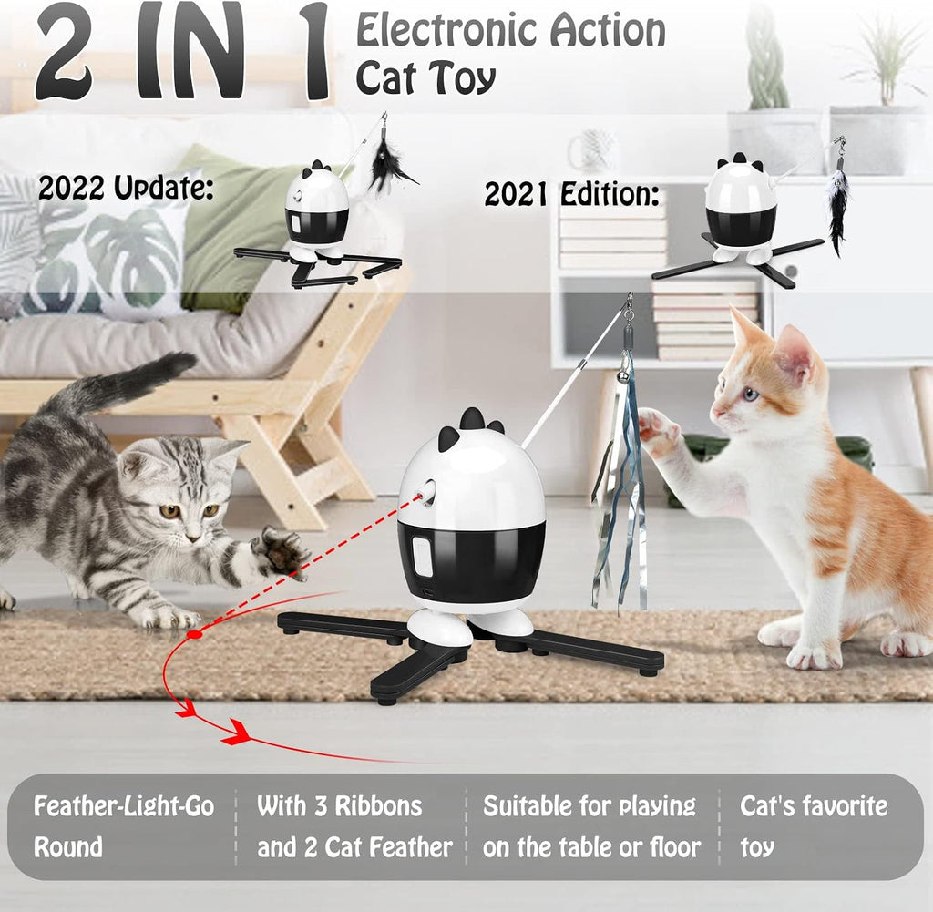 Interactive 2-in-1 Cat Toy: Light-Up Feather Exercise Toy for Indoor Cats - Rechargeable & Automatic Fun for Kittens!