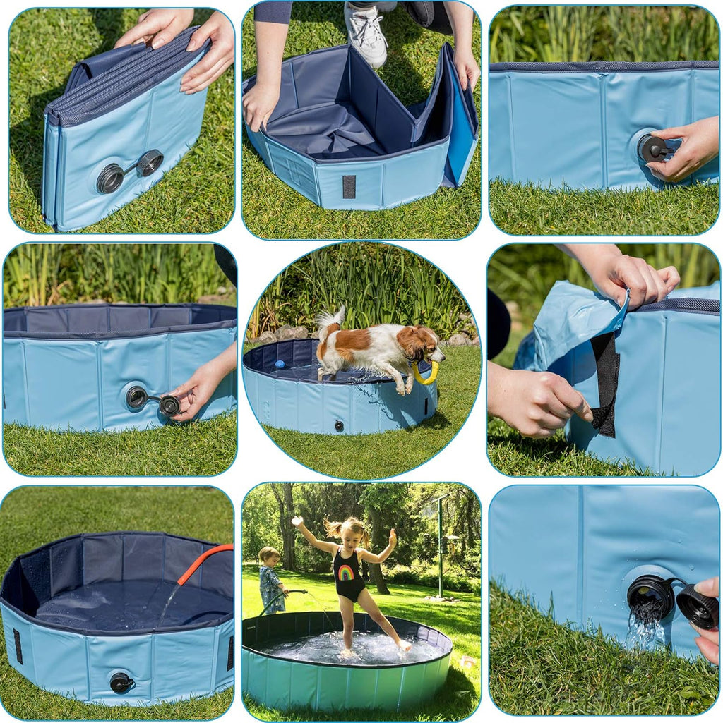 Ultimate Dog Pool: Foldable Outdoor Swimming Pool for Large & Extra Large Dogs - Anti-Slip PVC Paddling Bathtub for Kids and Pets (63" x 12")