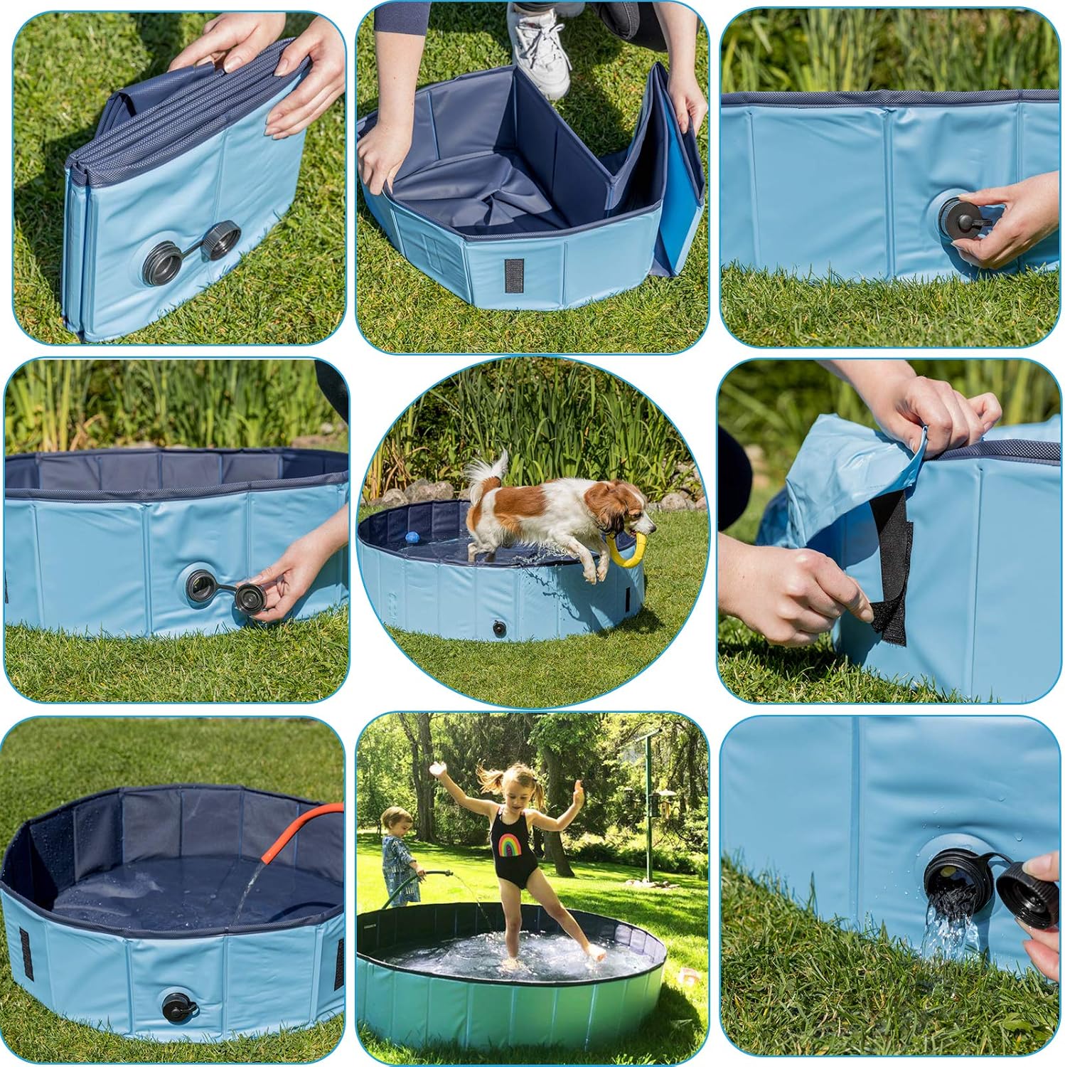 Ultimate Dog Pool: Foldable Outdoor Swimming Pool for Large & Extra Large Dogs - Anti-Slip PVC Paddling Bathtub for Kids and Pets (63" x 12")