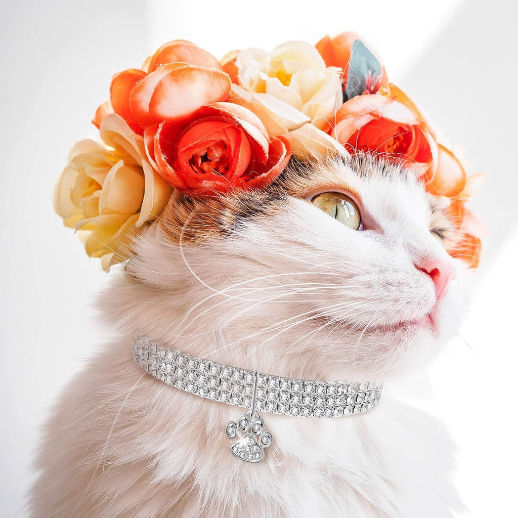 Sparkle in Style: 3-Piece Adjustable Rhinestone Pet Collar Set for Small Dogs and Cats