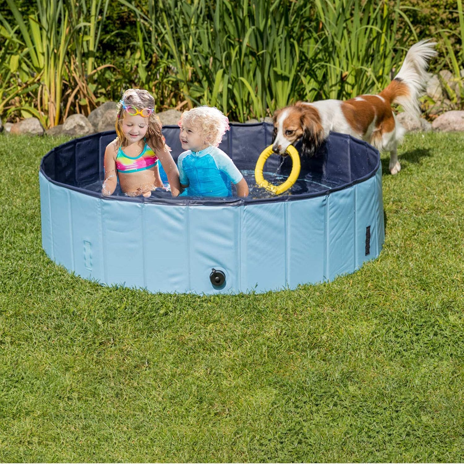 Ultimate Dog Pool: Foldable Outdoor Swimming Pool for Large & Extra Large Dogs - Anti-Slip PVC Paddling Bathtub for Kids and Pets (63" x 12")