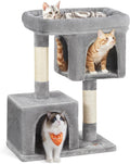 Deluxe Cat Tree Tower - 33.1-Inch Plush Condo for Large Cats with Spacious Perch, Cozy Caves, and Durable Scratching Posts in Light Gray