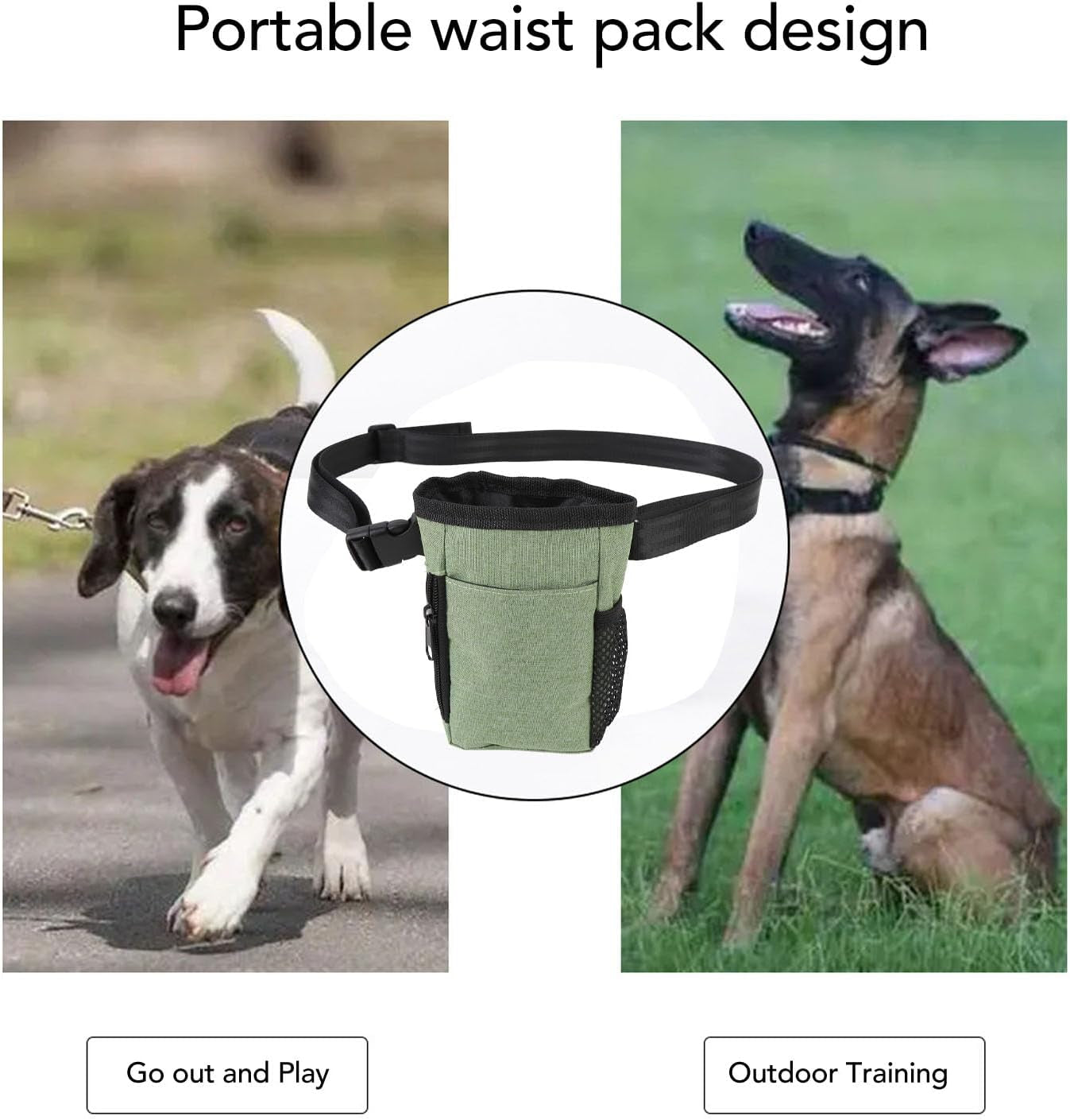 Portable Dog Treat Pouch with Waist Belt Clip, Oxford Cloth Training Bag for Dog Walks and Behavior Aids