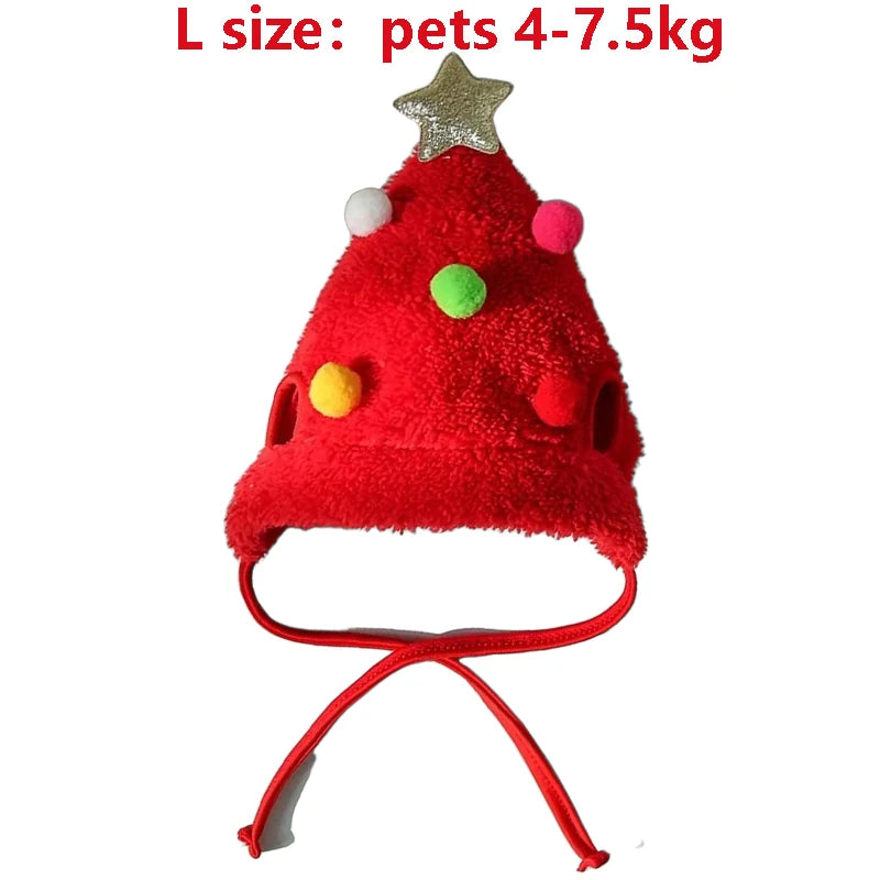 Adorable Christmas Puppy & Cat Costume Set - Santa Elk Hat with Bandana Scarf for Festive Pet Dress Up