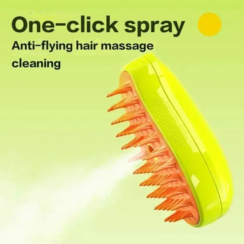 Revitalize Your Pet's Coat with the 3-in-1 Cat Dog Steamy Brush - Electric Grooming Tool for Shedding and Massage