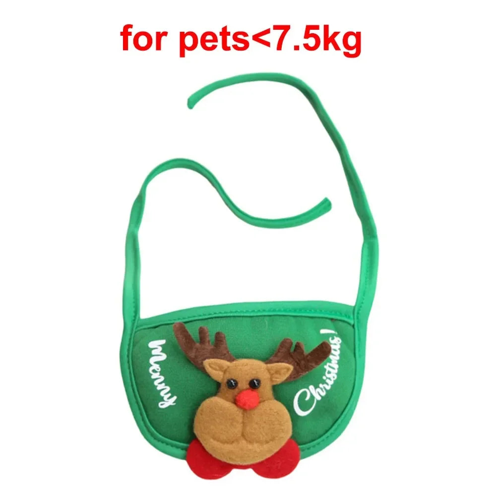 Adorable Christmas Puppy & Cat Costume Set - Santa Elk Hat with Bandana Scarf for Festive Pet Dress Up