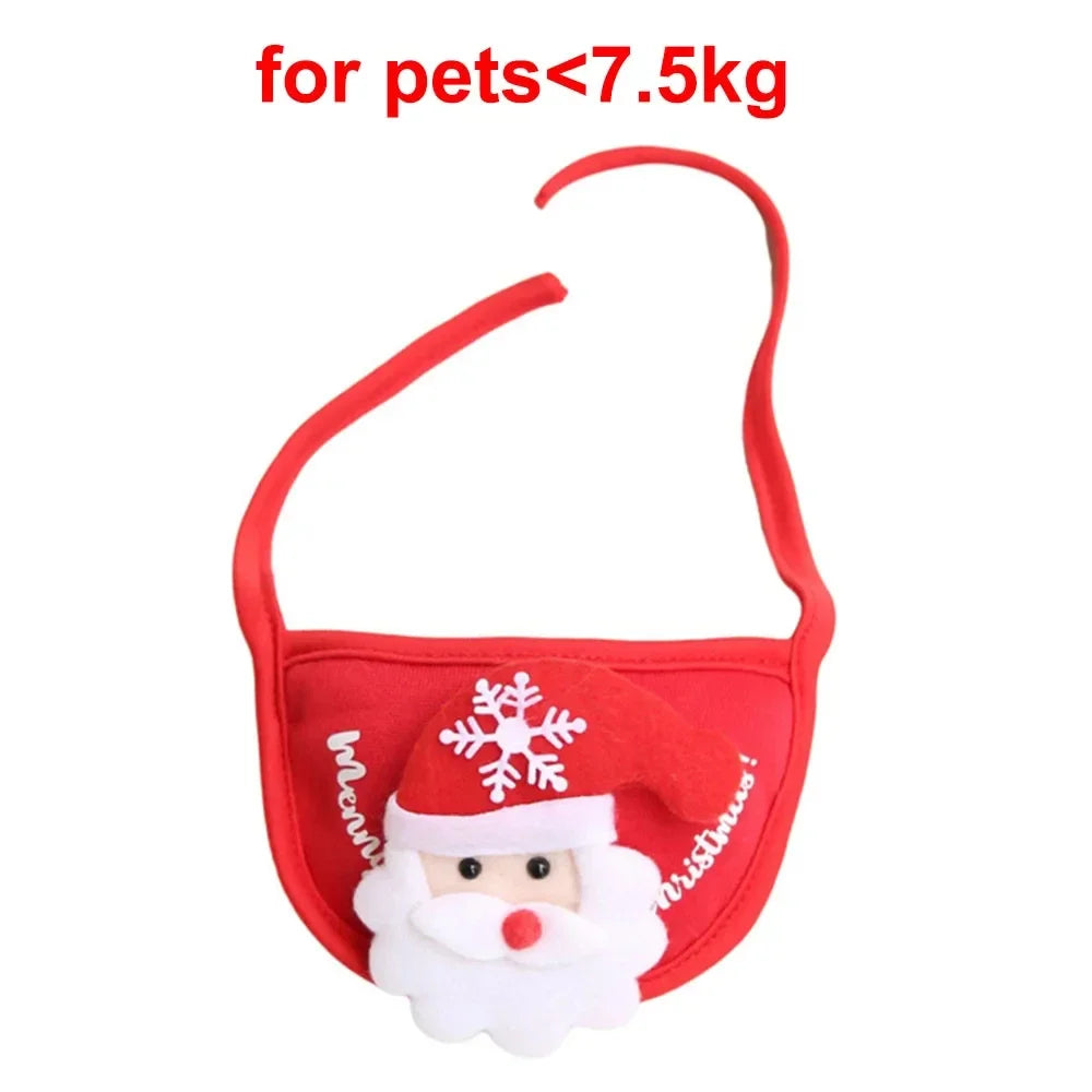 Adorable Christmas Puppy & Cat Costume Set - Santa Elk Hat with Bandana Scarf for Festive Pet Dress Up