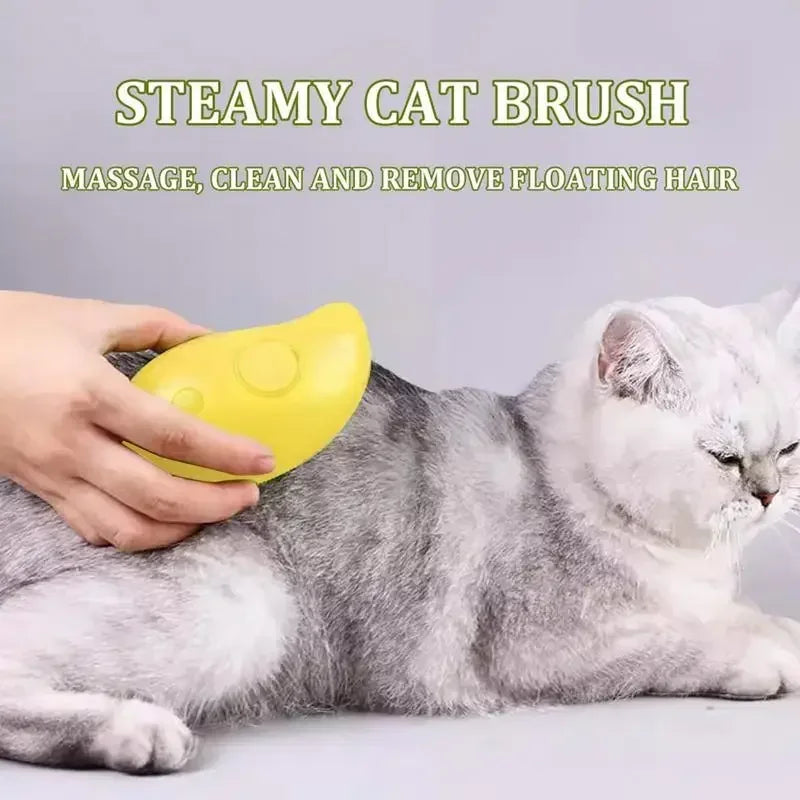 Revitalize Your Pet's Coat with the 3-in-1 Cat Dog Steamy Brush - Electric Grooming Tool for Shedding and Massage