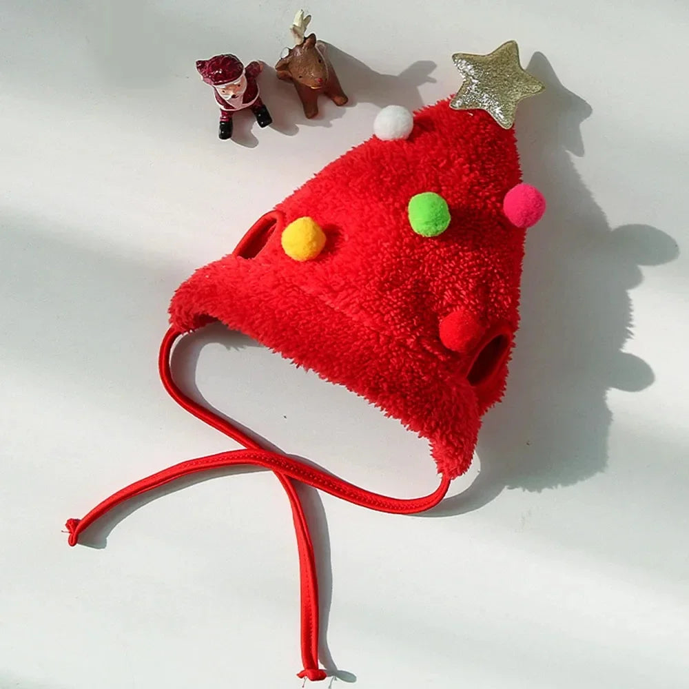 Adorable Christmas Puppy & Cat Costume Set - Santa Elk Hat with Bandana Scarf for Festive Pet Dress Up