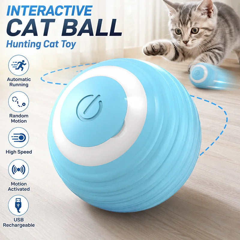 Exciting Interactive Cat Ball - USB Rechargeable, Fast Rolling Motion for Endless Indoor Fun!