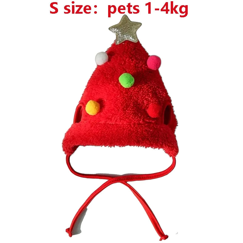 Adorable Christmas Puppy & Cat Costume Set - Santa Elk Hat with Bandana Scarf for Festive Pet Dress Up