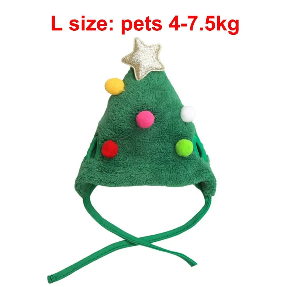 Adorable Christmas Puppy & Cat Costume Set - Santa Elk Hat with Bandana Scarf for Festive Pet Dress Up