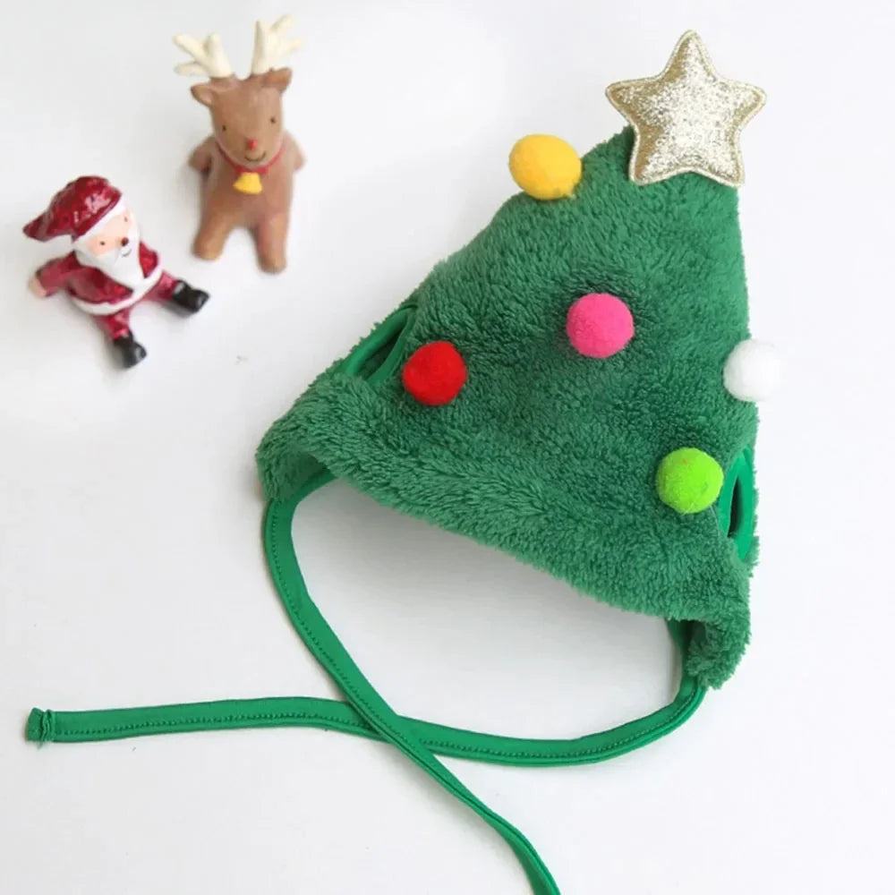 Adorable Christmas Puppy & Cat Costume Set - Santa Elk Hat with Bandana Scarf for Festive Pet Dress Up