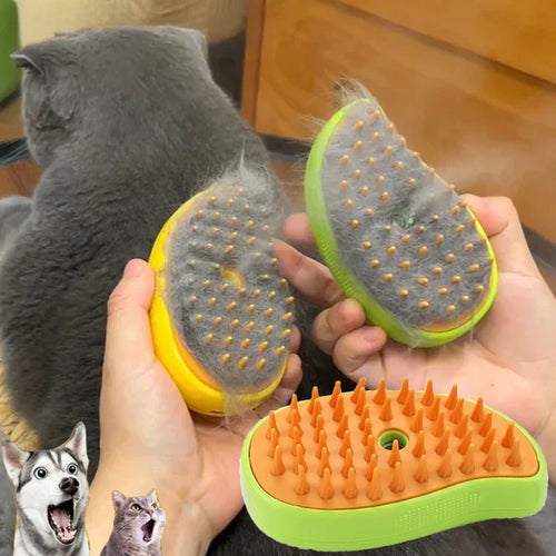 Revitalize Your Pet's Coat with the 3-in-1 Cat Dog Steamy Brush - Electric Grooming Tool for Shedding and Massage