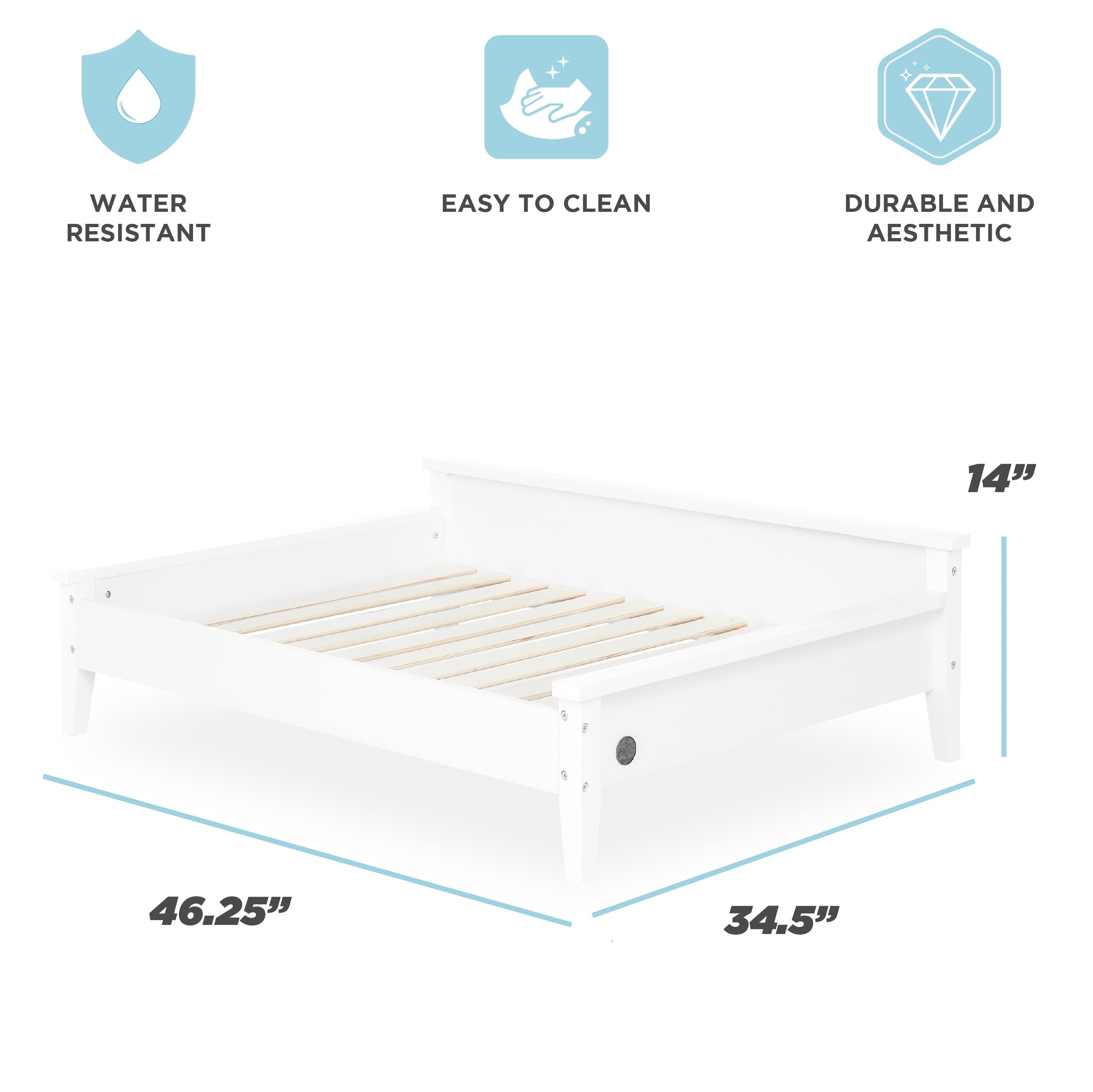 Elevate Your Pet's Comfort with the Winston Extra Large Wooden Pet Bed and Plush Mattress in White