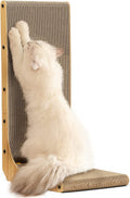 Wall-Mounted L-Shaped Cat Scratcher - 26.8 Inch Cardboard Scratch Pad with Ball Toy for Indoor Cats, Large Size