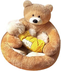 Cozy Bear Hug Plush Pet Bed for Small Dogs and Cats - Soft, Calming, and Washable with Non-Slip Bottom (22" Diameter, Khaki)