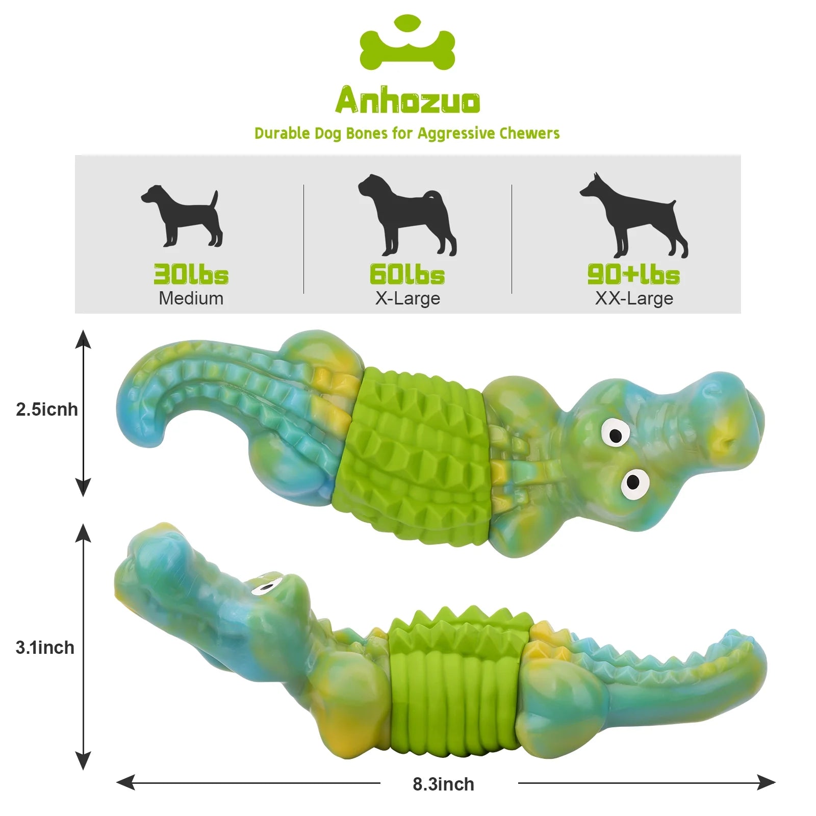 Ultimate Tough Dog Chew Toy - Indestructible Bacon Flavor for Large Breeds - Fun Crocodile Design for Aggressive Chewers