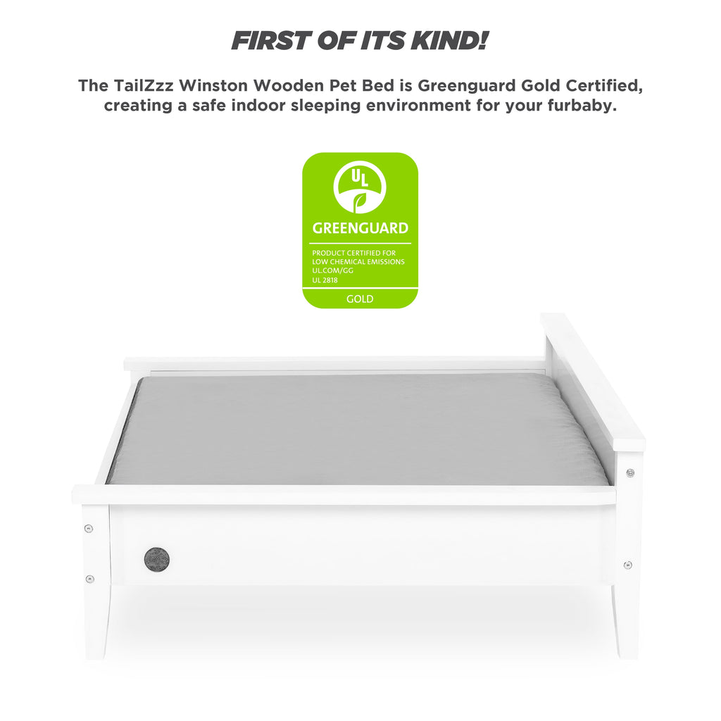 Elevate Your Pet's Comfort with the Winston Extra Large Wooden Pet Bed and Plush Mattress in White