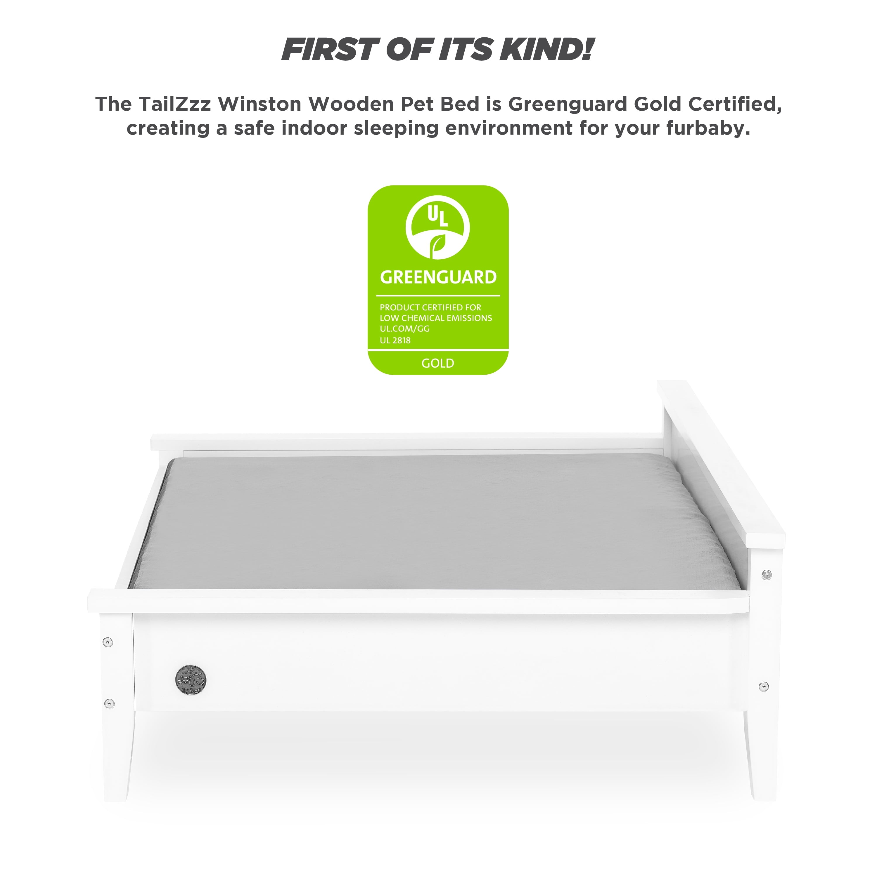 Elevate Your Pet's Comfort with the Winston Extra Large Wooden Pet Bed and Plush Mattress in White