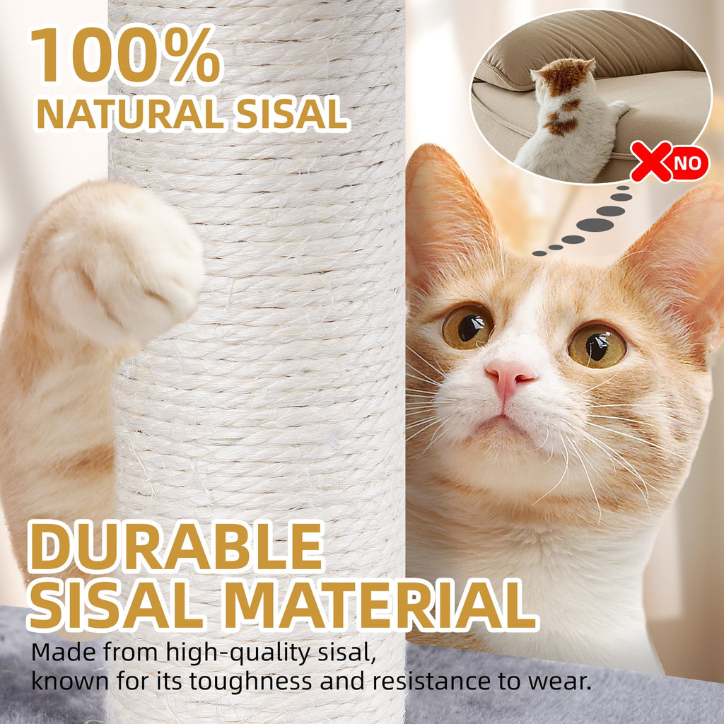 Ultimate 37.4'' Cat Tree Tower - Cozy Activity Centre with Scratching Posts, Two Hammocks, and Cat Condo in Stylish Grey