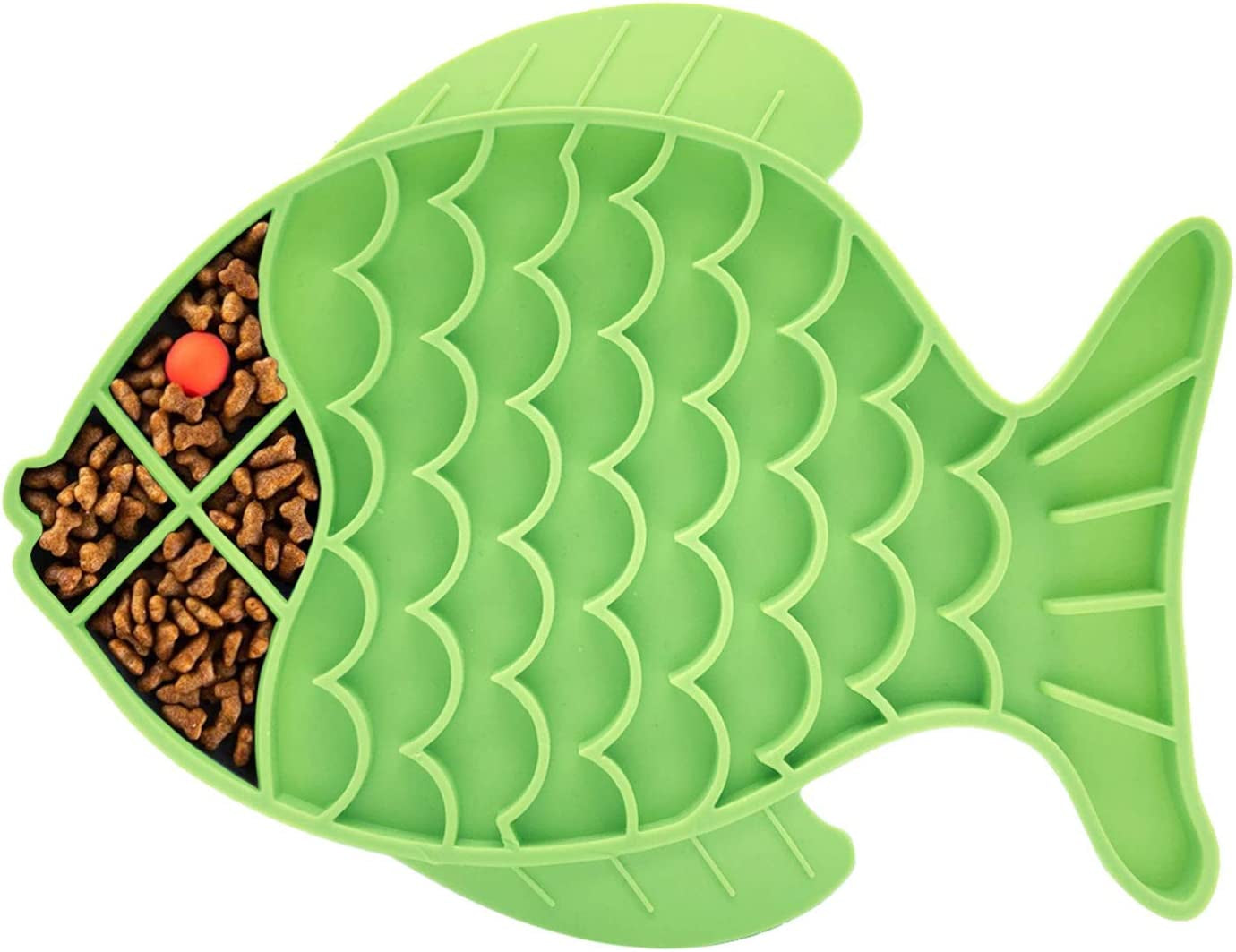 Cat Lick Treat Mat Set - 2 Pack Fish-Shaped Puzzle Feeders for Cats and Dogs, Promoting Anxiety Relief and Engaging Feeding Experience (Blue and Green)