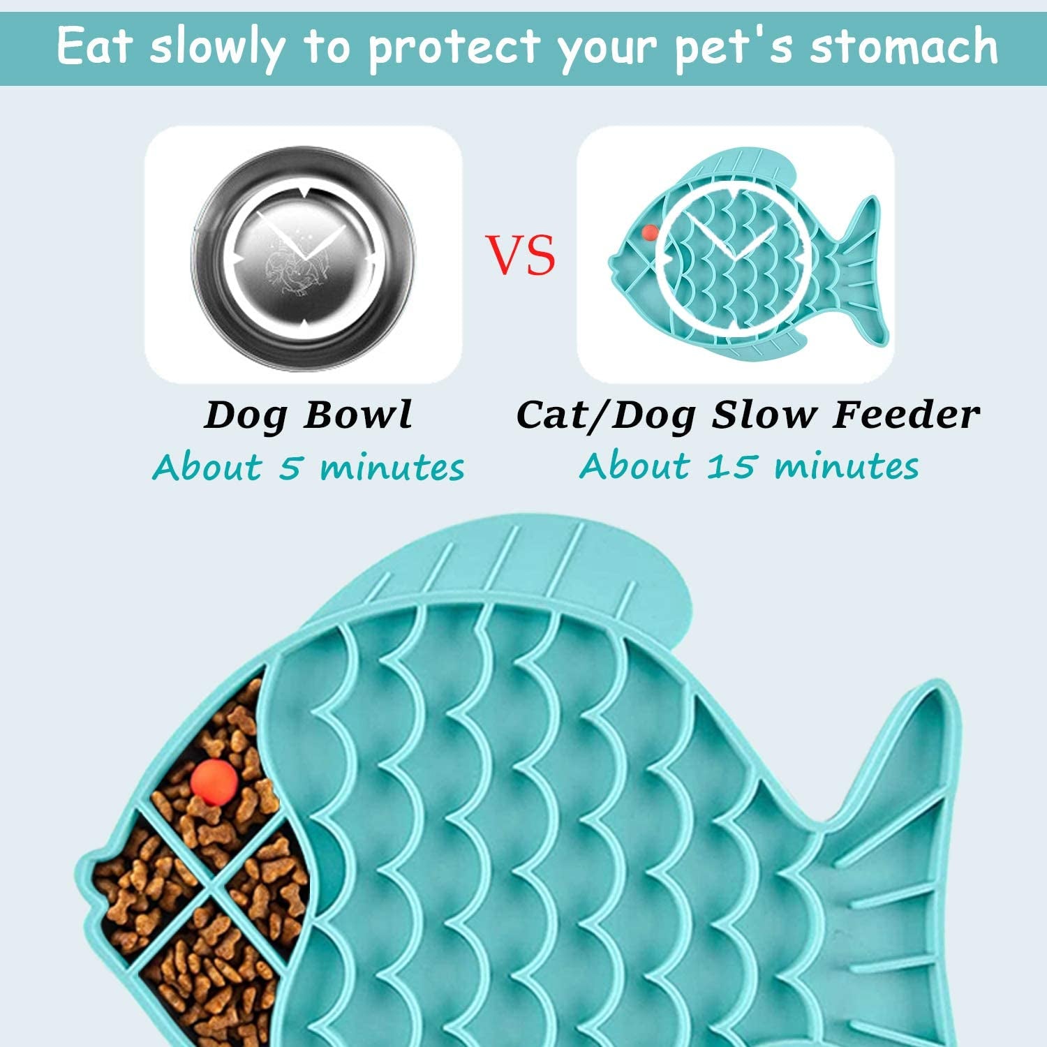 Cat Lick Treat Mat Set - 2 Pack Fish-Shaped Puzzle Feeders for Cats and Dogs, Promoting Anxiety Relief and Engaging Feeding Experience (Blue and Green)