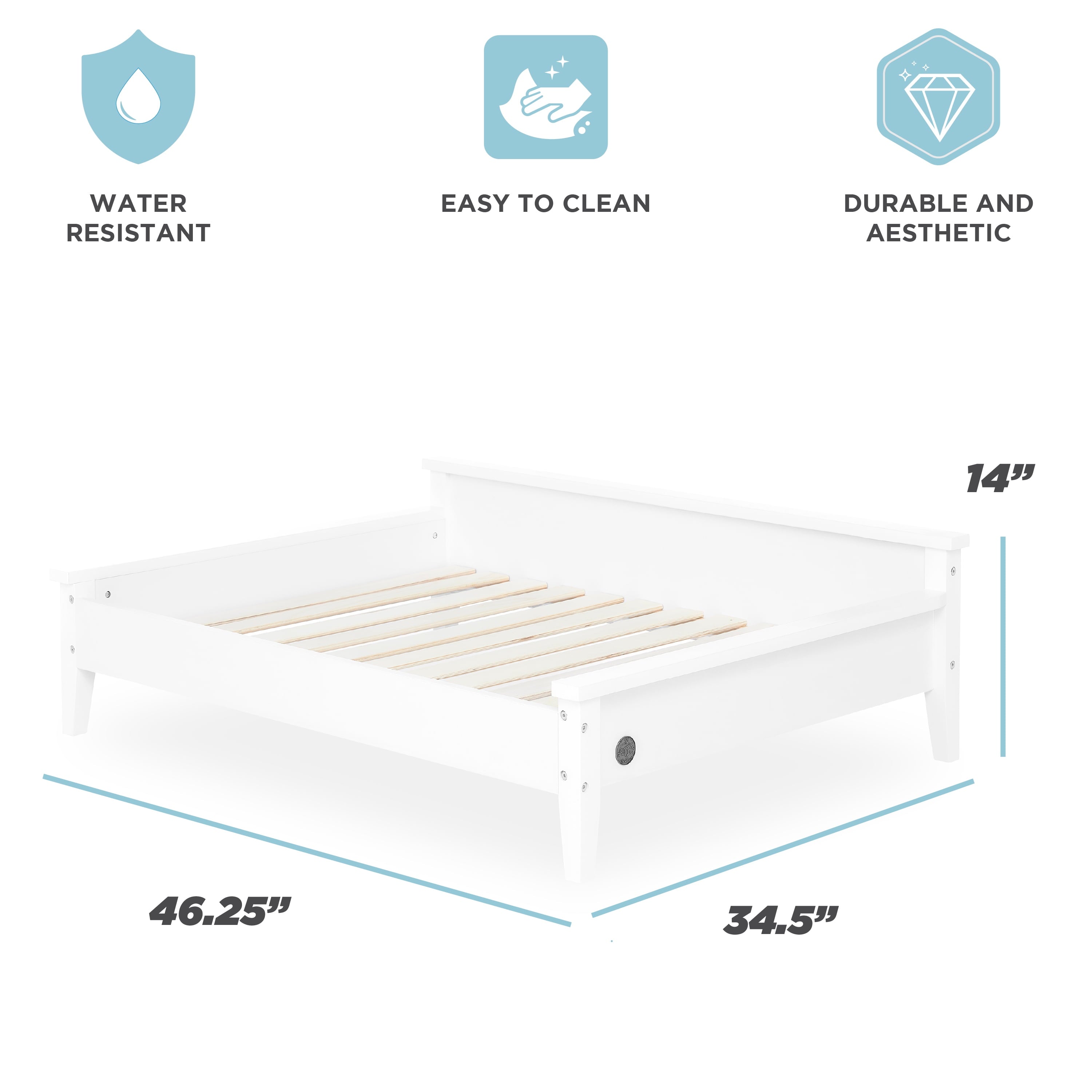 Elevate Your Pet's Comfort with the Winston Extra Large Wooden Pet Bed and Plush Mattress in White