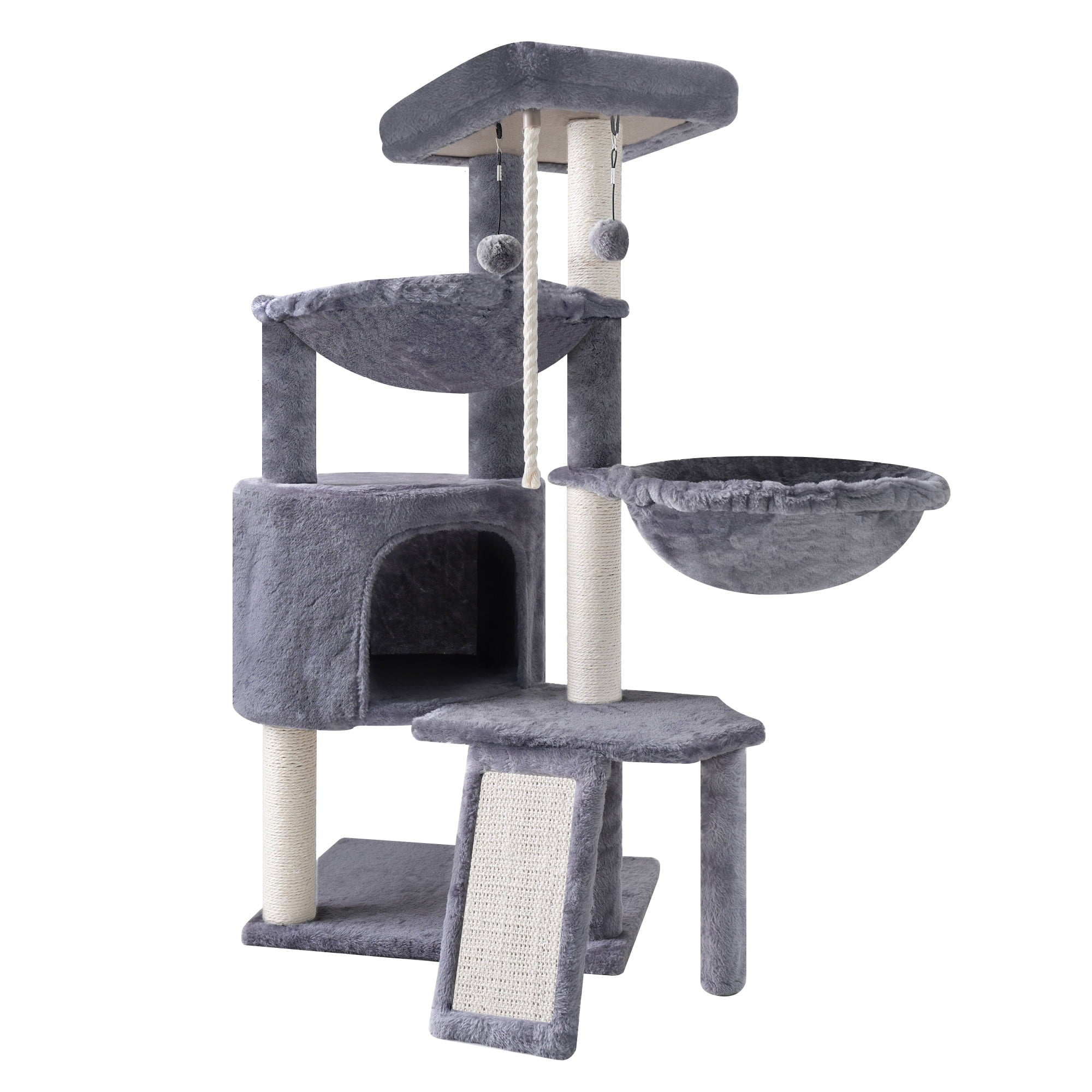 Ultimate 37.4'' Cat Tree Tower - Cozy Activity Centre with Scratching Posts, Two Hammocks, and Cat Condo in Stylish Grey